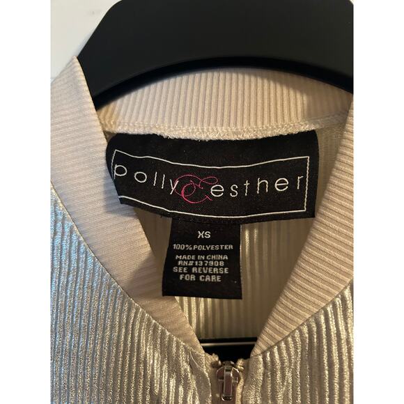 NWT Polly & Esther Silver Ribbed Jacket Long Sleeve Full Zip Ribbed Cuffs Sz XS - Picture 3 of 7